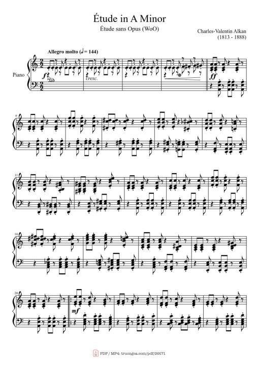 Sheet nhạc PDF bài Étude in A Minor Piano