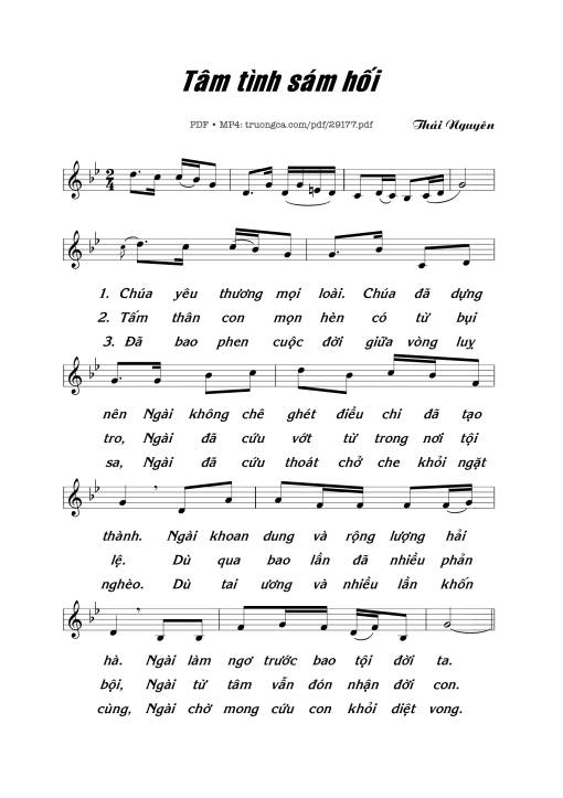 Sheet nhạc PDF bài Tâm Tình Sám Hối