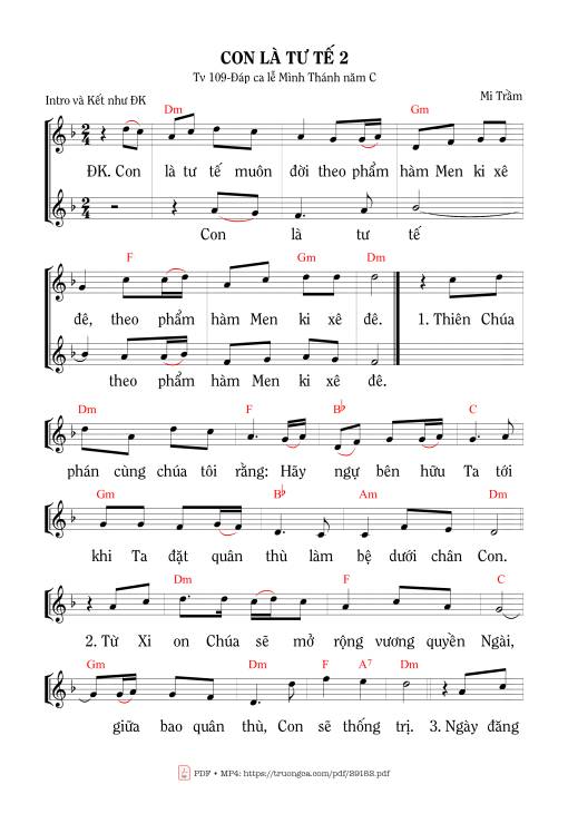 Thánh Vịnh 109, Con Là Tư Tế