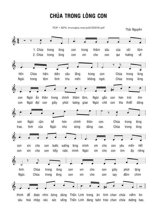 Sheet nhạc PDF bài Chúa Trong Lòng Con