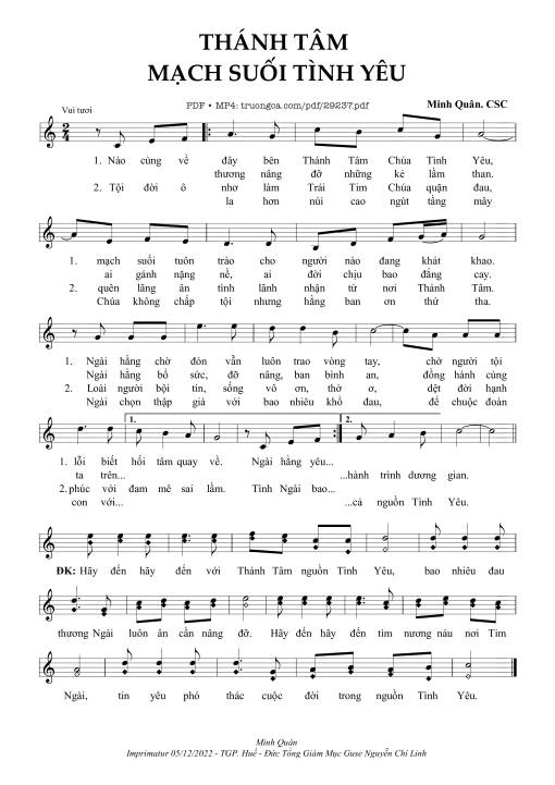 Sheet nhạc PDF bài Thánh Tâm Mạch Suối Tình Yêu