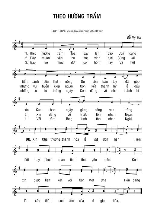 Sheet nhạc PDF bài Theo Hương Trầm