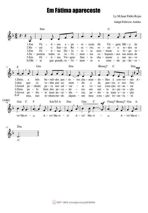 Em Fátima apareceste Piano