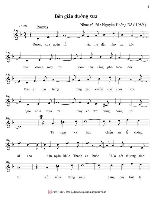 Sheet nhạc PDF bài Bên giáo đường xưa