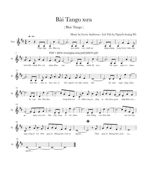 Sheet nhạc PDF bài Bài tango xưa (Blue tango)