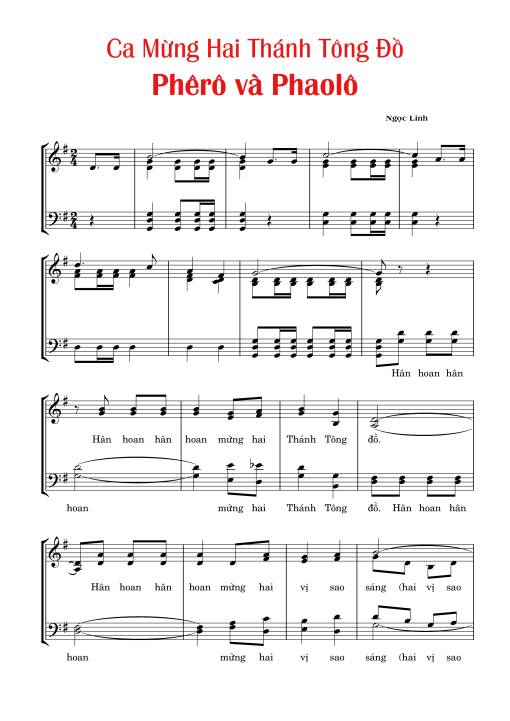 Sheet nhạc PDF bài Ca Mừng Hai Thánh Tông Đồ Phêrô Và Phaolô