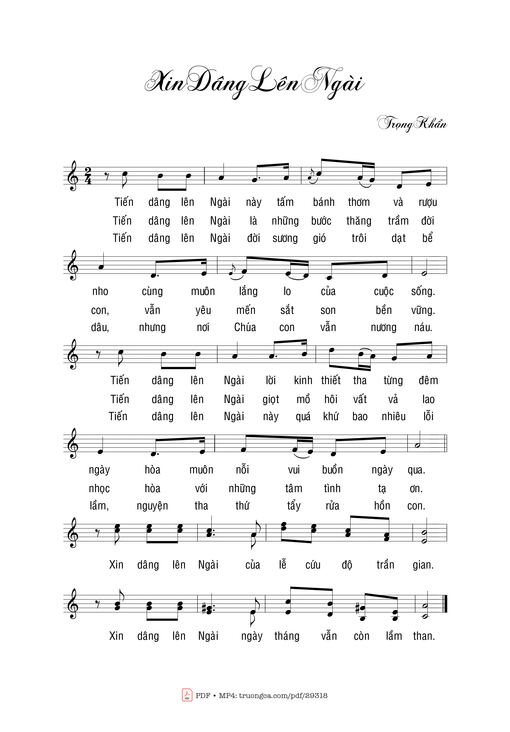 Sheet nhạc PDF bài Xin dâng lên Ngài