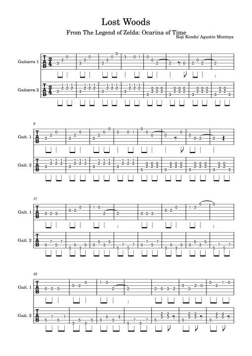 Sheet nhạc PDF bài Lost Woods Guitar TAB