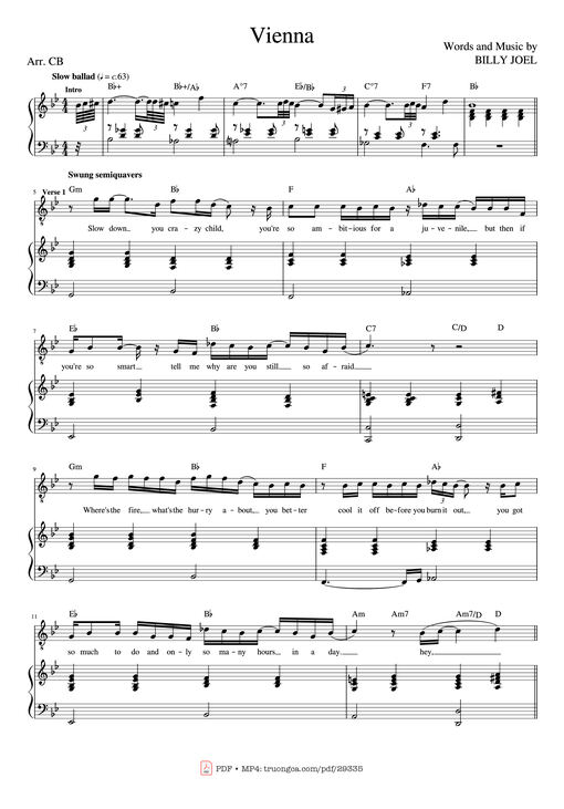 Sheet nhạc PDF bài Vienna Piano - Words And Music By