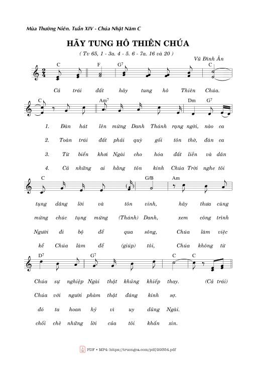 Thánh Vịnh 65, Hãy Tung Hô Thiên Chúa