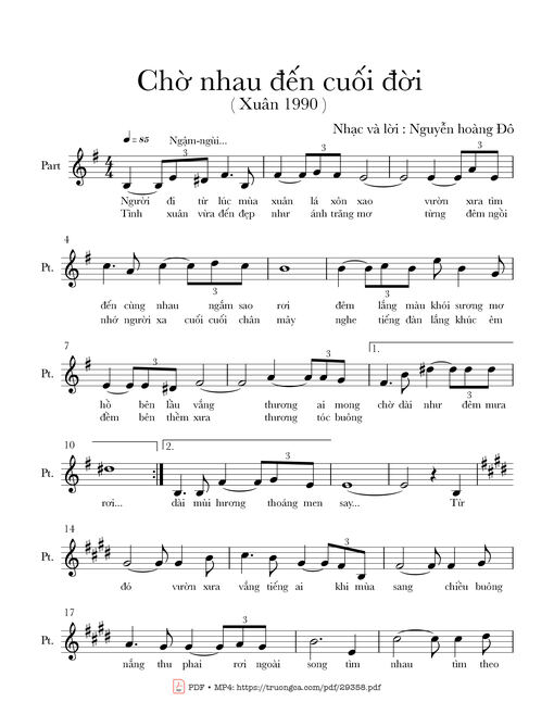 Sheet nhạc PDF bài Chờ nhau đến cuối đời