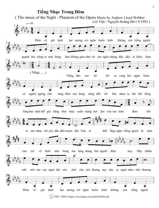 Tiếng nhạc trong đêm - The phantom of the opera - The music of the night