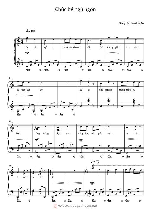 Chúc bé ngủ ngon Piano Hay