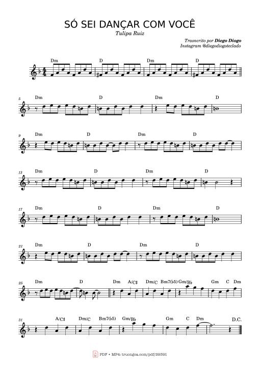 SÓ SEI DANÇAR COM VOCÊ Piano