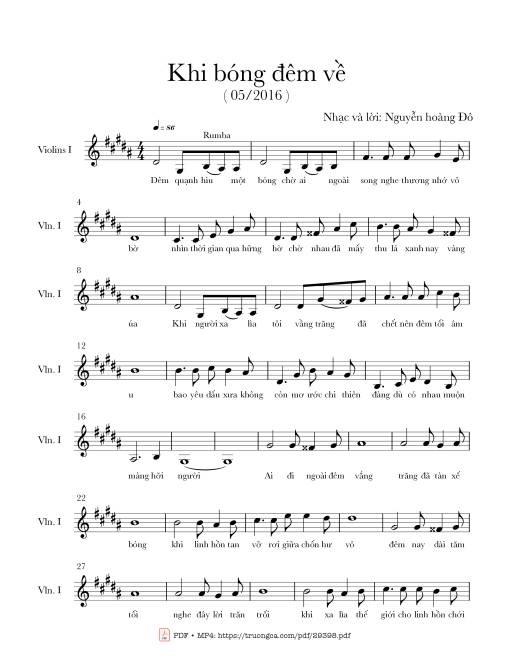 Sheet nhạc PDF bài Khi bóng đêm về