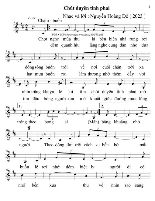 Sheet nhạc PDF bài Chút duyên tình phai