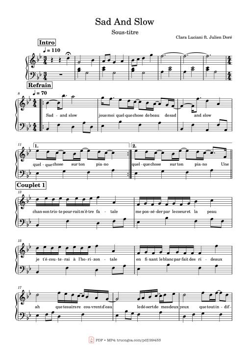 Sheet nhạc PDF bài Sad And Slow Piano