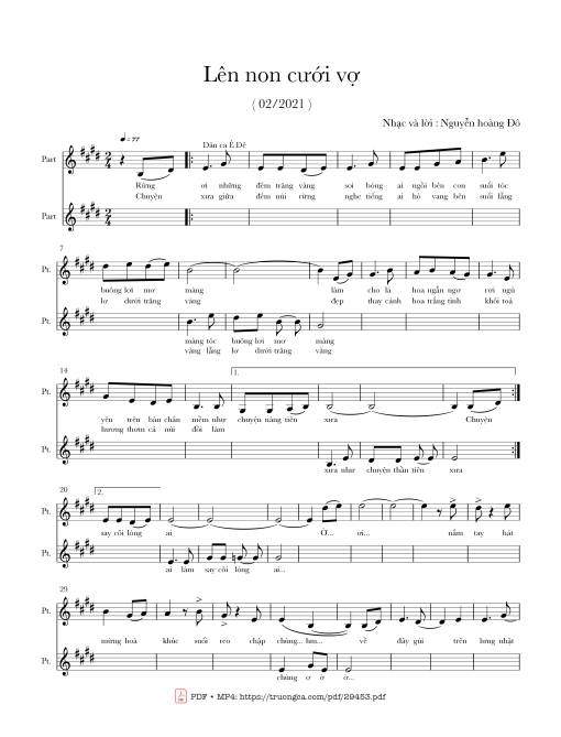 Sheet nhạc PDF bài Lên non cưới vợ