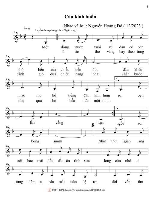 Sheet nhạc PDF bài Câu kinh buồn