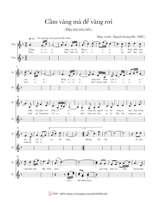 Sheet nhạc PDF bài Cầm vàng mà để vàng rơi (Gót hài trên bến)