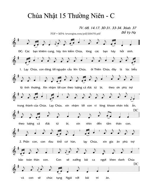 Thánh Vịnh 68, Chúa Nhật 15C Thường Niên