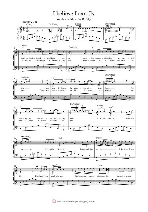 I believe I can fly Piano