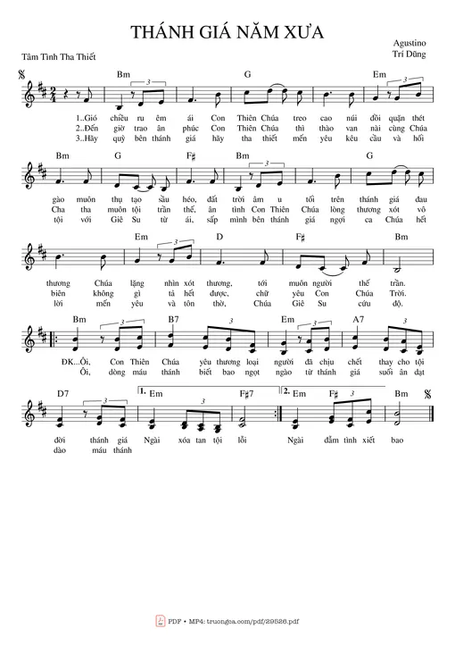 Sheet nhạc PDF bài Thánh giá năm xưa