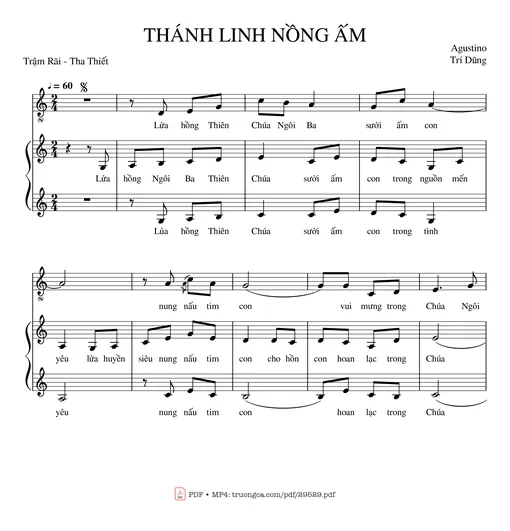 Sheet nhạc PDF bài Thánh Linh nồng ấm