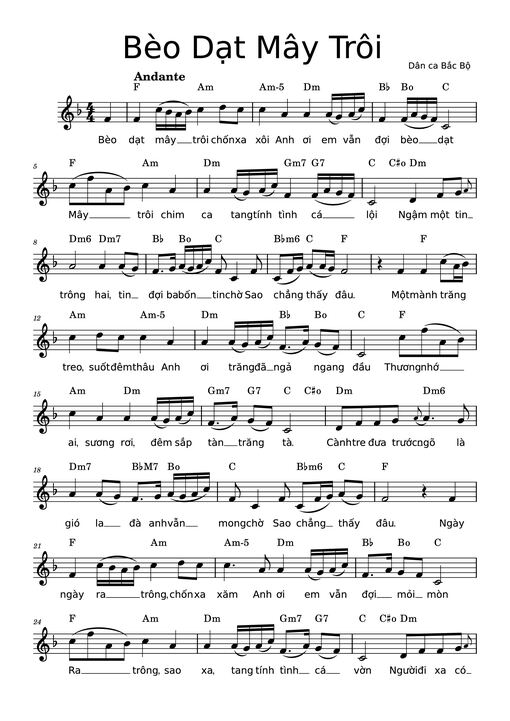 Sheet nhạc PDF bài Bèo Dạt Mây Trôi