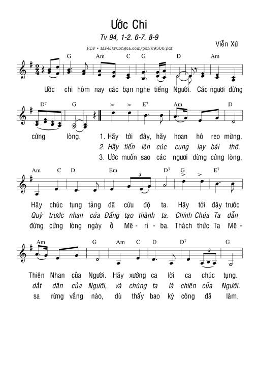 Sheet nhạc PDF bài Thánh Vịnh 94, Ước Chi