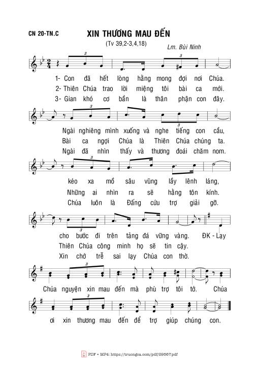 Thánh Vịnh 39, Xin Thương Mau Đến