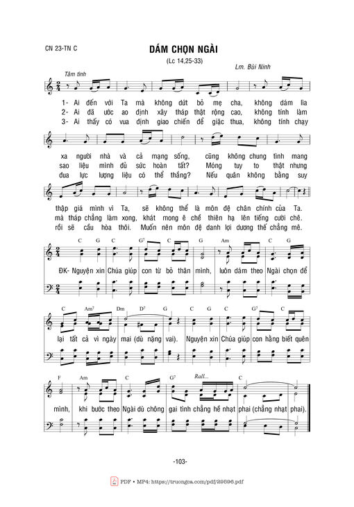 Sheet nhạc PDF bài Dám Chọn Ngài
