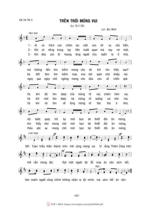 Sheet nhạc PDF bài Trên Trời Mừng Vui