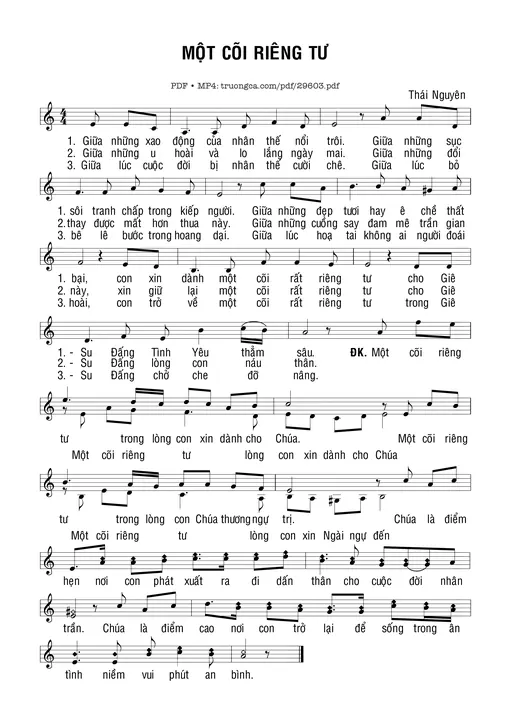 Sheet nhạc PDF bài Một Cõi Riêng Tư