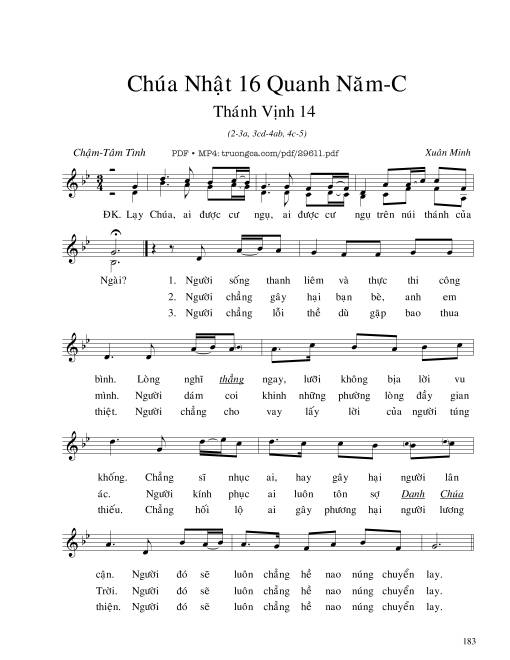 Thánh Vịnh 14, Chúa Nhật 16C Thường Niên