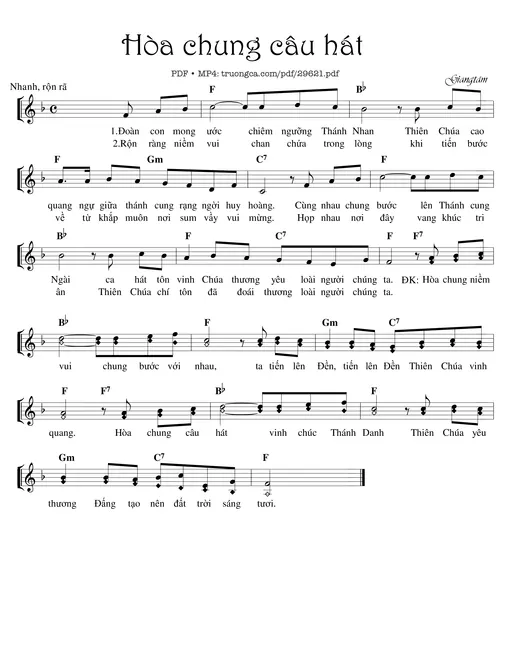 Sheet nhạc PDF bài Hoà Chung Câu Hát