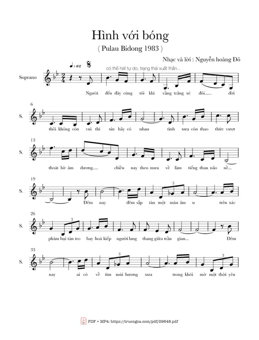 Sheet nhạc PDF bài Hình với bóng