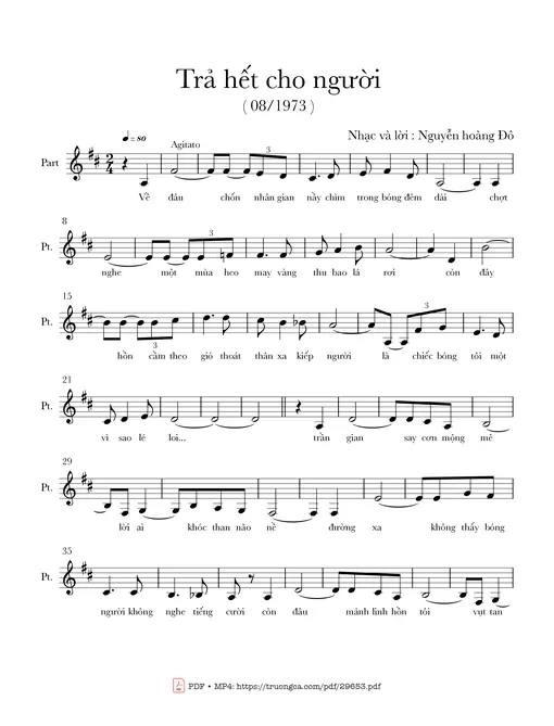 Sheet nhạc PDF bài Trả hết cho người
