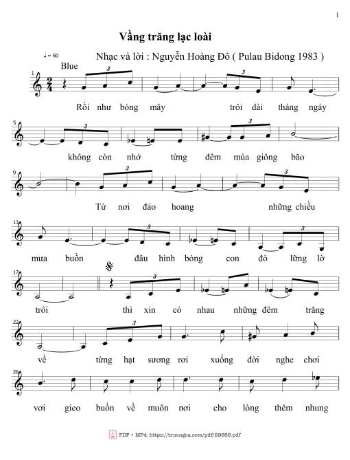Sheet nhạc PDF bài Vầng trăng lạc loài