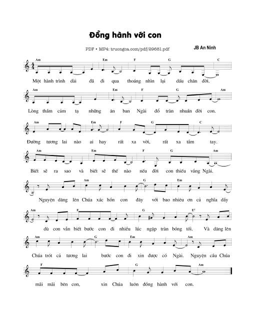 Sheet nhạc PDF bài Đồng Hành Với Con