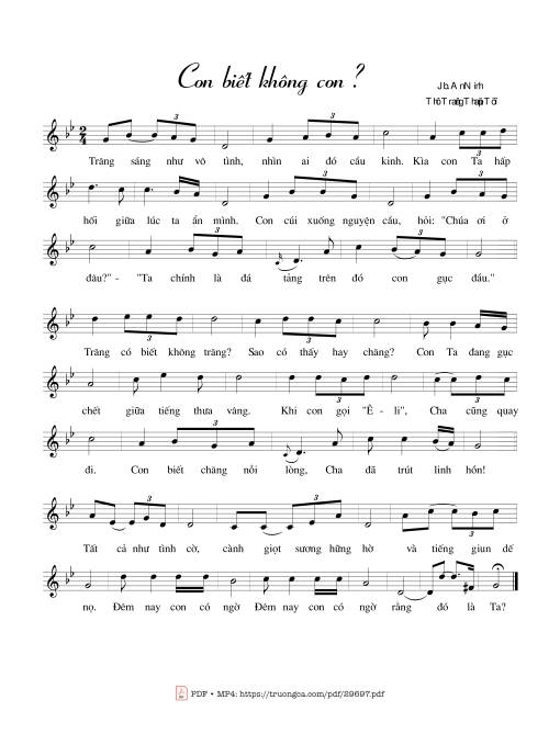 Sheet nhạc PDF bài Con biết không con ?