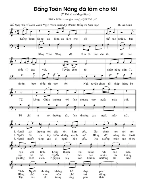 Sheet nhạc PDF bài Đấng Toàn Năng Đã Làm Cho Tôi