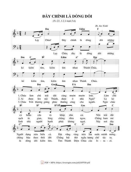 Sheet nhạc PDF bài Đây chính là dòng dõi (Tv. 23)