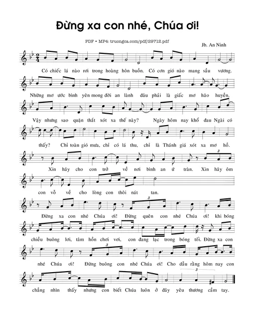 Sheet nhạc PDF bài Đừng xa con nhé, Chúa ơi