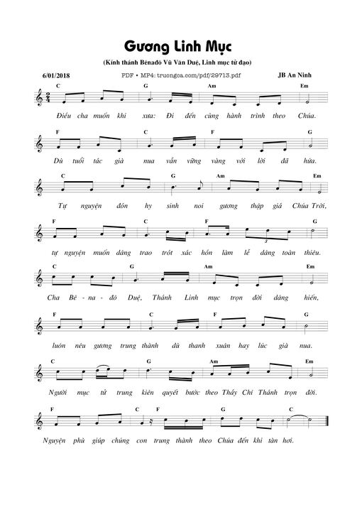 Sheet nhạc PDF bài Gương Linh mục