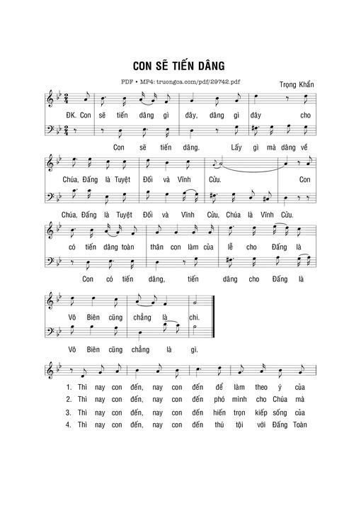 Sheet nhạc PDF bài Con sẽ tiến dâng