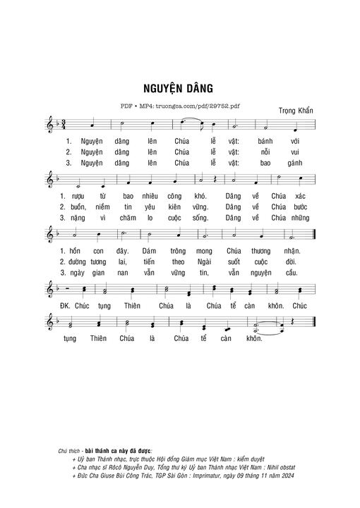 Nguyện dâng - Trọng Khẩn