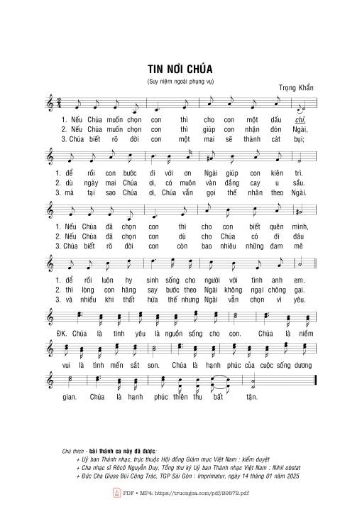 Tin nơi Chúa - Trọng Khẩn