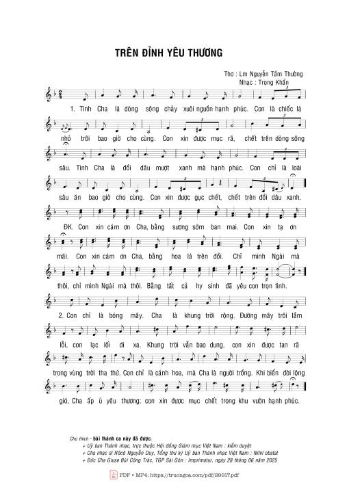 Sheet nhạc PDF bài Trên đỉnh yêu thương