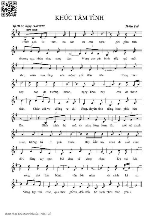 Sheet nhạc PDF bài Khúc tâm tình